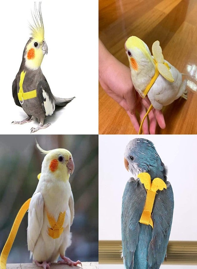 FORZENA Birds Adjustable Harness and Leash, Parrot Outdoor Flying Training Traction Rope Straps with Cute Wing for Small Animal Birds, Parrots, Pigeons, Lizard, Turtles (S,Yellow) - Image 3